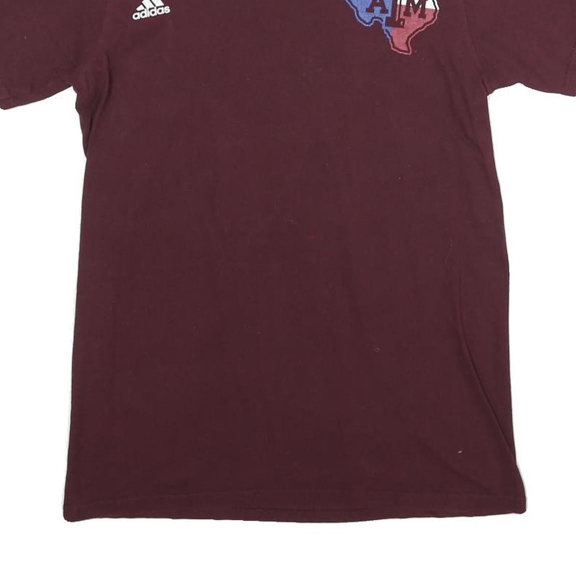 ADIDAS Mens Maroon Texas AM Graphic T-Shirt S Short Sleeve Crew Neck SEC Print