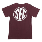 ADIDAS Mens Maroon Texas AM Graphic T-Shirt S Short Sleeve Crew Neck SEC Print