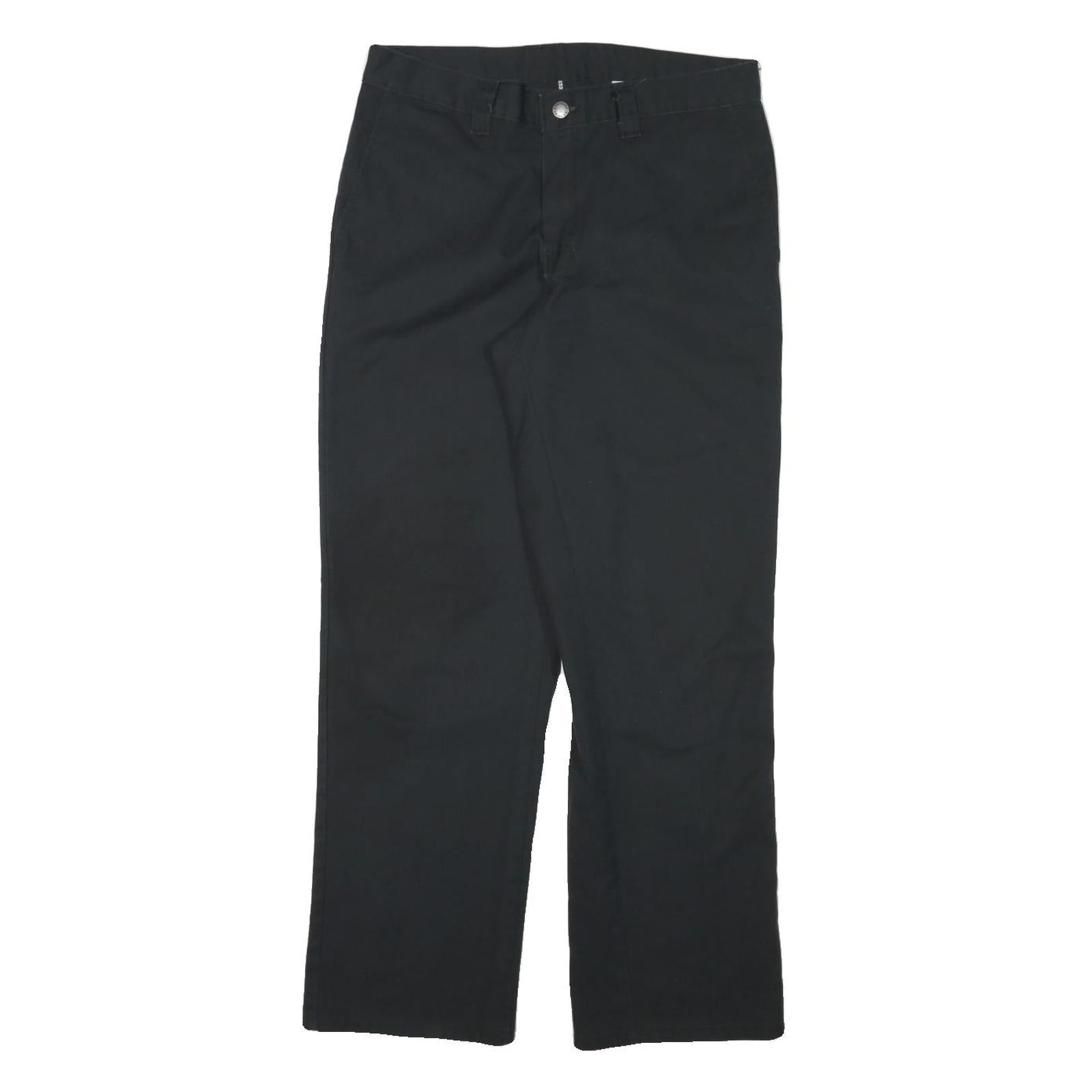 DICKIES Mens Black Cotton Blend Regular Zip Trousers W30 L28 Workwear Classic