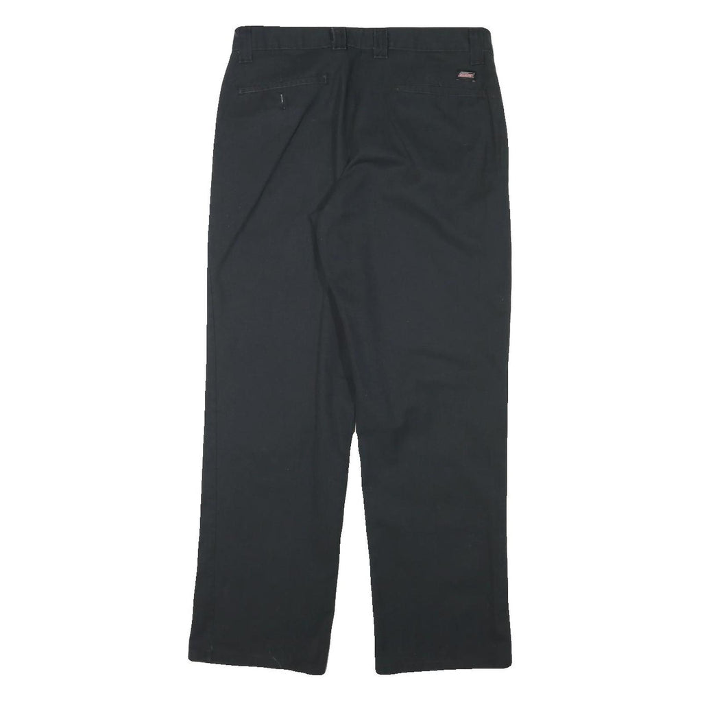 DICKIES Mens Black Cotton Blend Regular Zip Trousers W30 L28 Workwear Classic