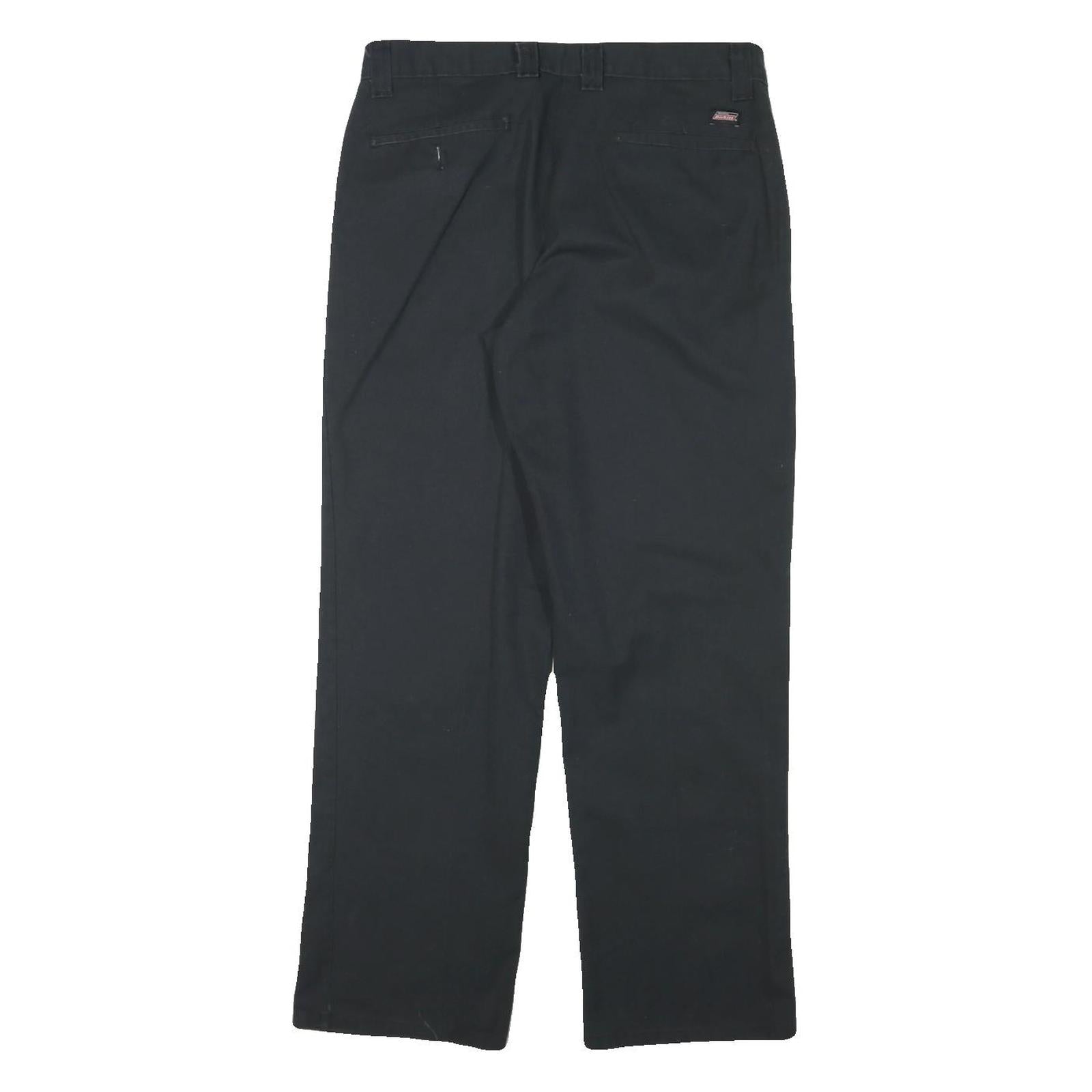 DICKIES Mens Black Cotton Blend Regular Zip Trousers W30 L28 Workwear Classic