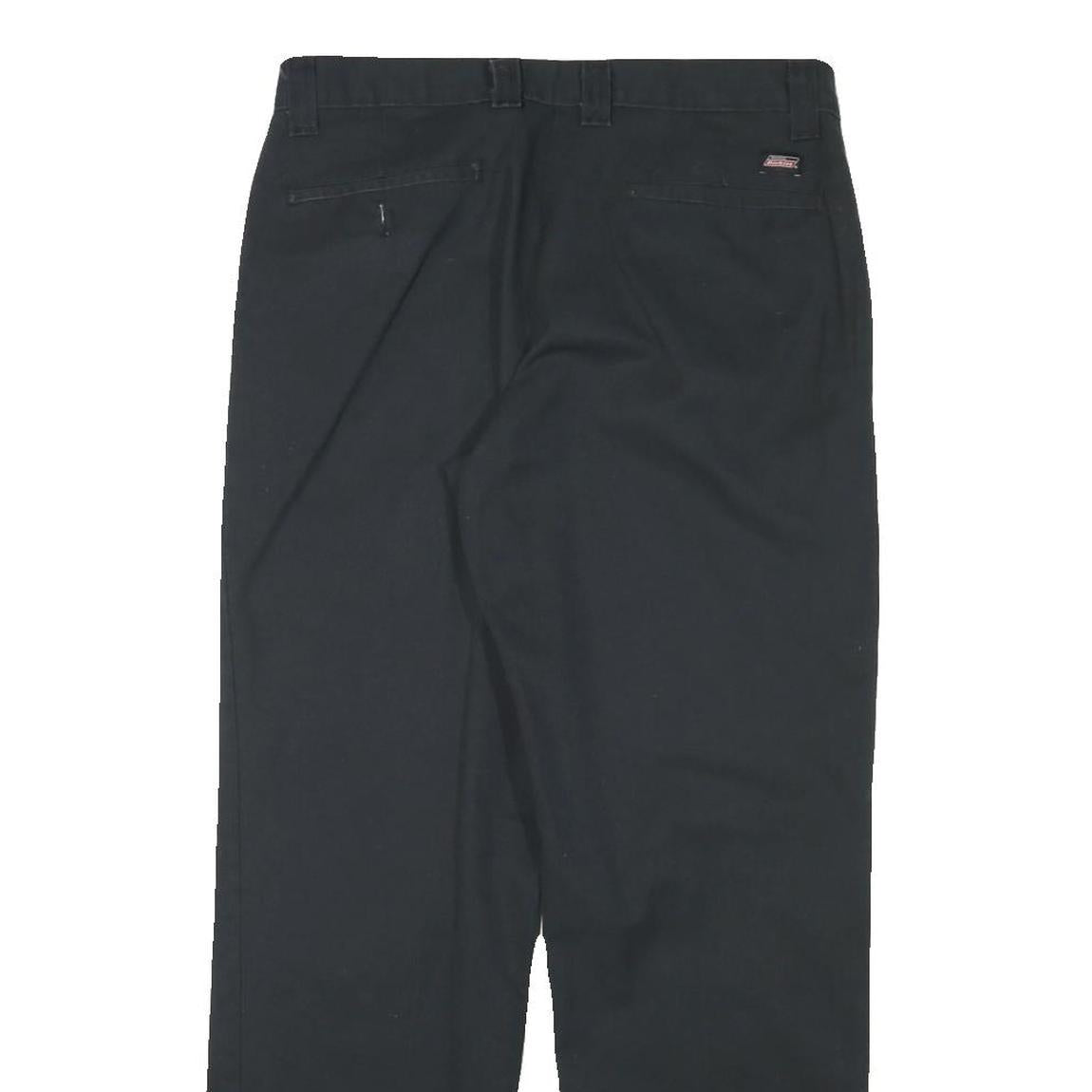 DICKIES Mens Black Cotton Blend Regular Zip Trousers W30 L28 Workwear Classic