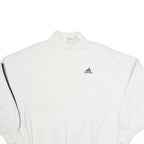 ADIDAS Mens White Pullover Sweatshirt M Cotton High Neck Logo 3 Stripes