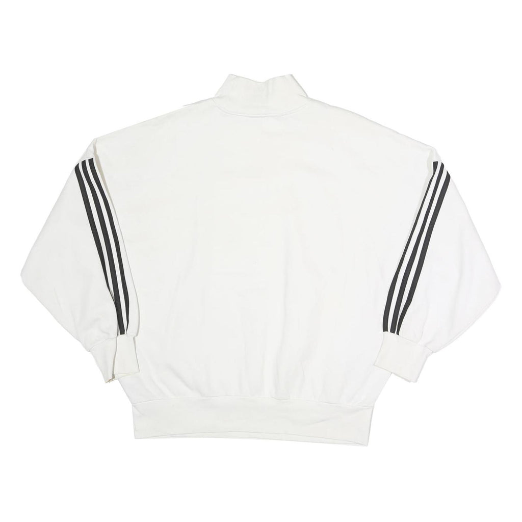 ADIDAS Mens White Pullover Sweatshirt M Cotton High Neck Logo 3 Stripes