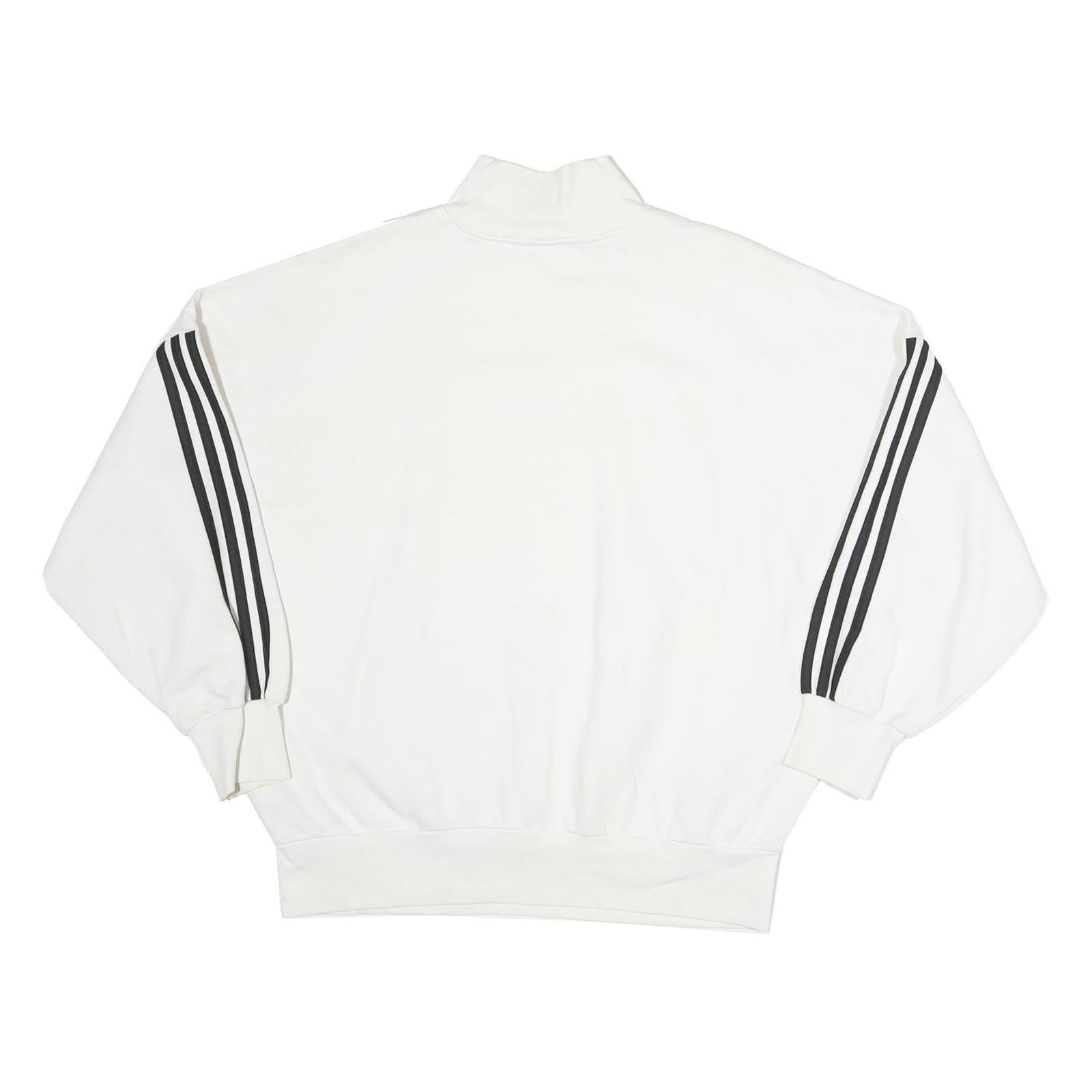 ADIDAS Mens White Pullover Sweatshirt M Cotton High Neck Logo 3 Stripes