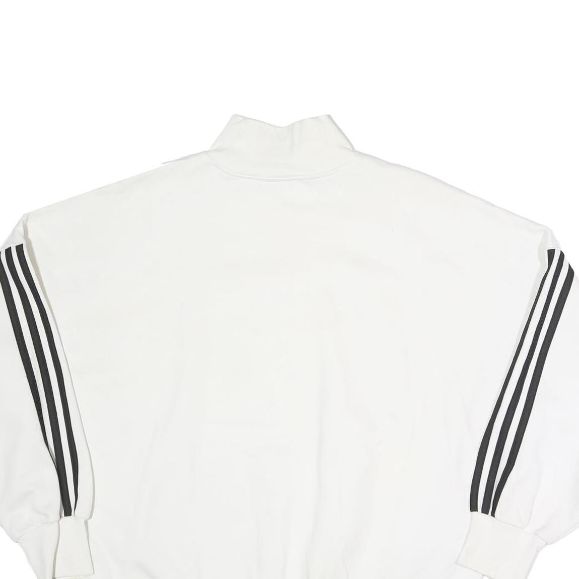 ADIDAS Mens White Pullover Sweatshirt M Cotton High Neck Logo 3 Stripes