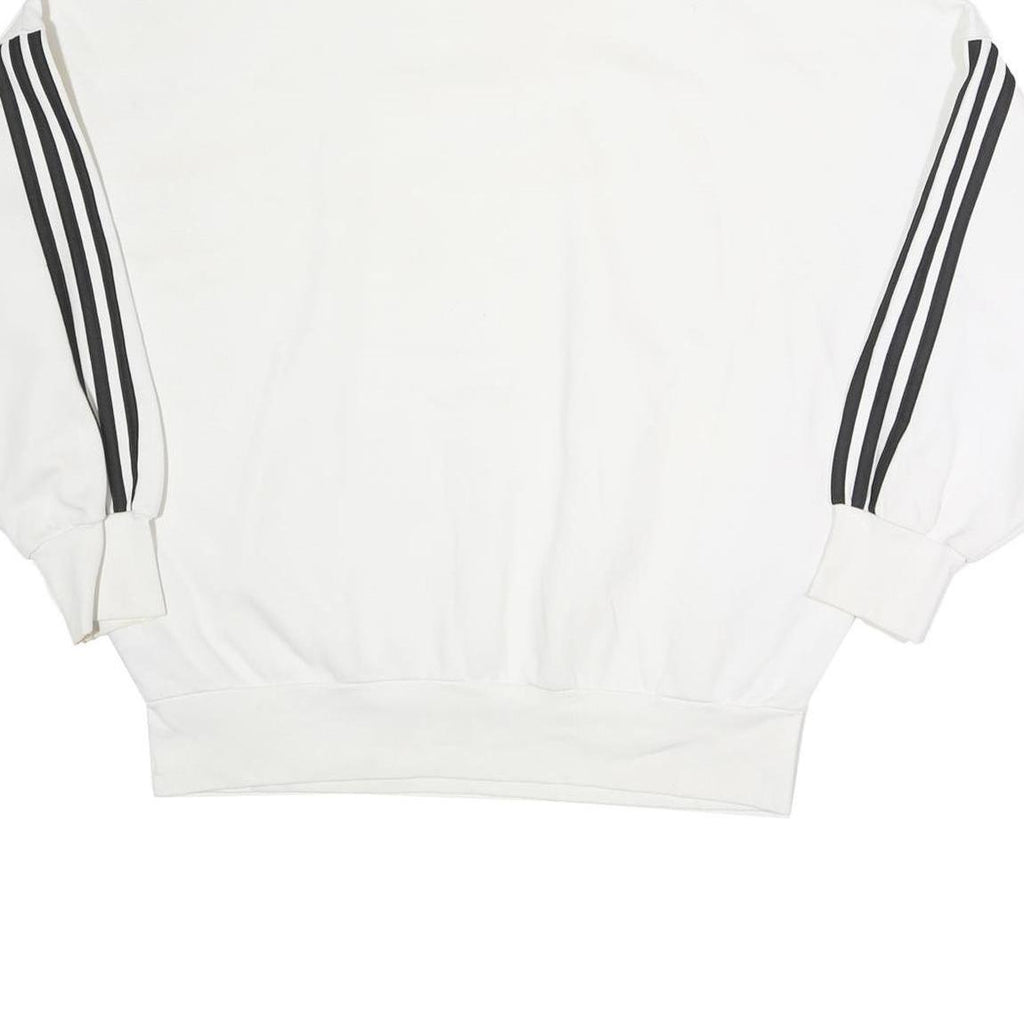 ADIDAS Mens White Pullover Sweatshirt M Cotton High Neck Logo 3 Stripes