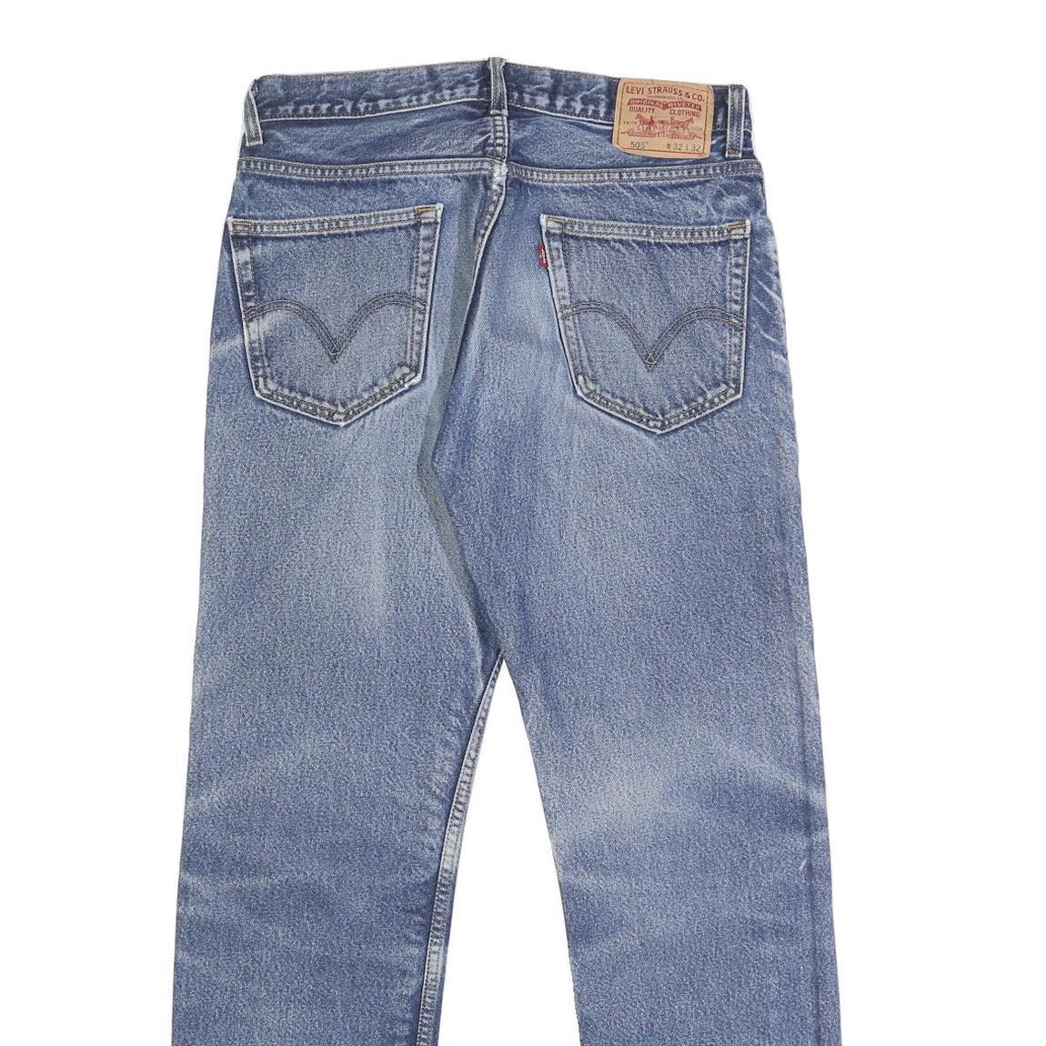 LEVI'S 505 Mens Jeans Blue Regular Straight Denim Medium W32 L32 Classic Style