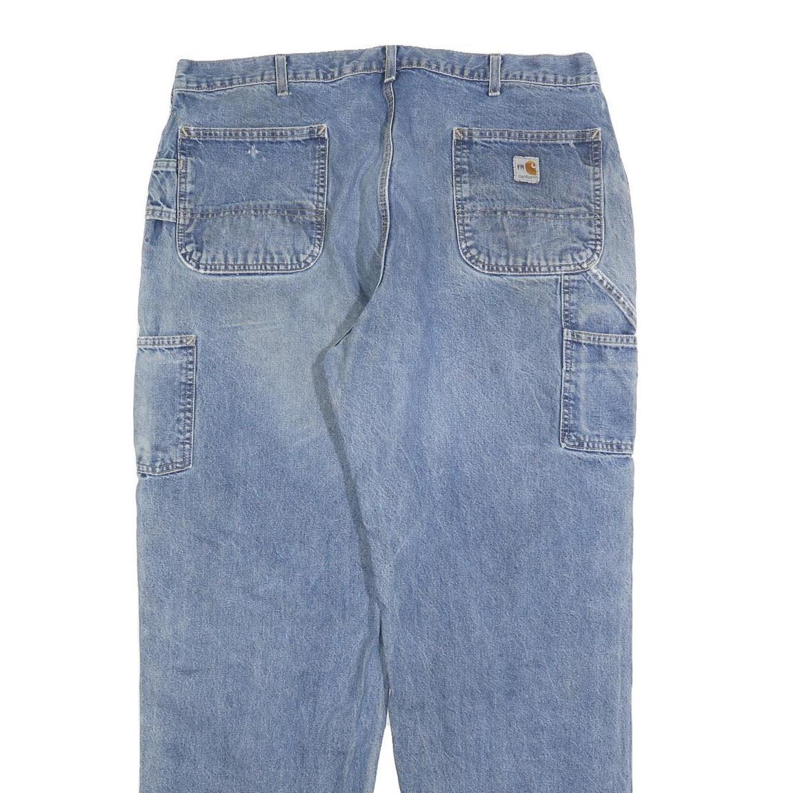 CARHARTT Mens Blue Denim Relaxed Straight Cotton Blend Medium Wash W40 L34