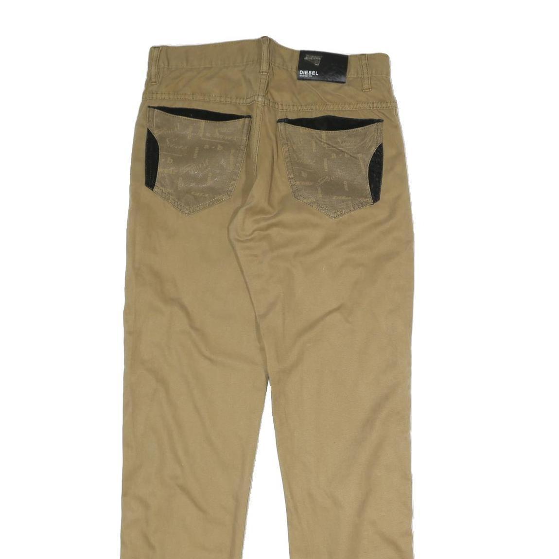 DIESEL Mens Cotton Blend Beige Regular Fit Straight Leg Trousers W30 L31 Casual