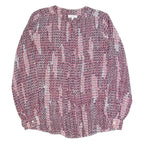 REISS Peyton Womens Printed Shirt Pink Long Sleeve Chevron UK 4