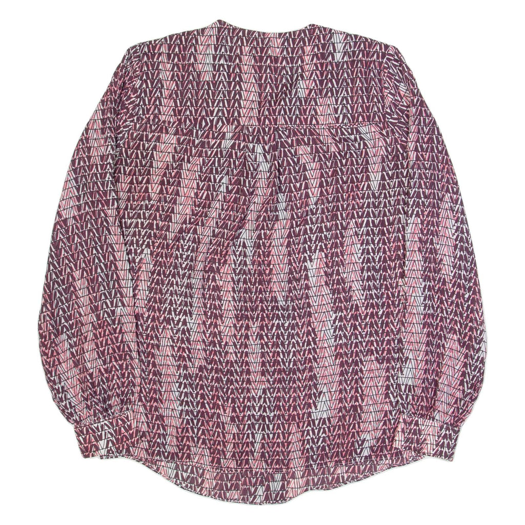 REISS Peyton Womens Printed Shirt Pink Long Sleeve Chevron UK 4