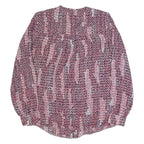 REISS Peyton Womens Printed Shirt Pink Long Sleeve Chevron UK 4