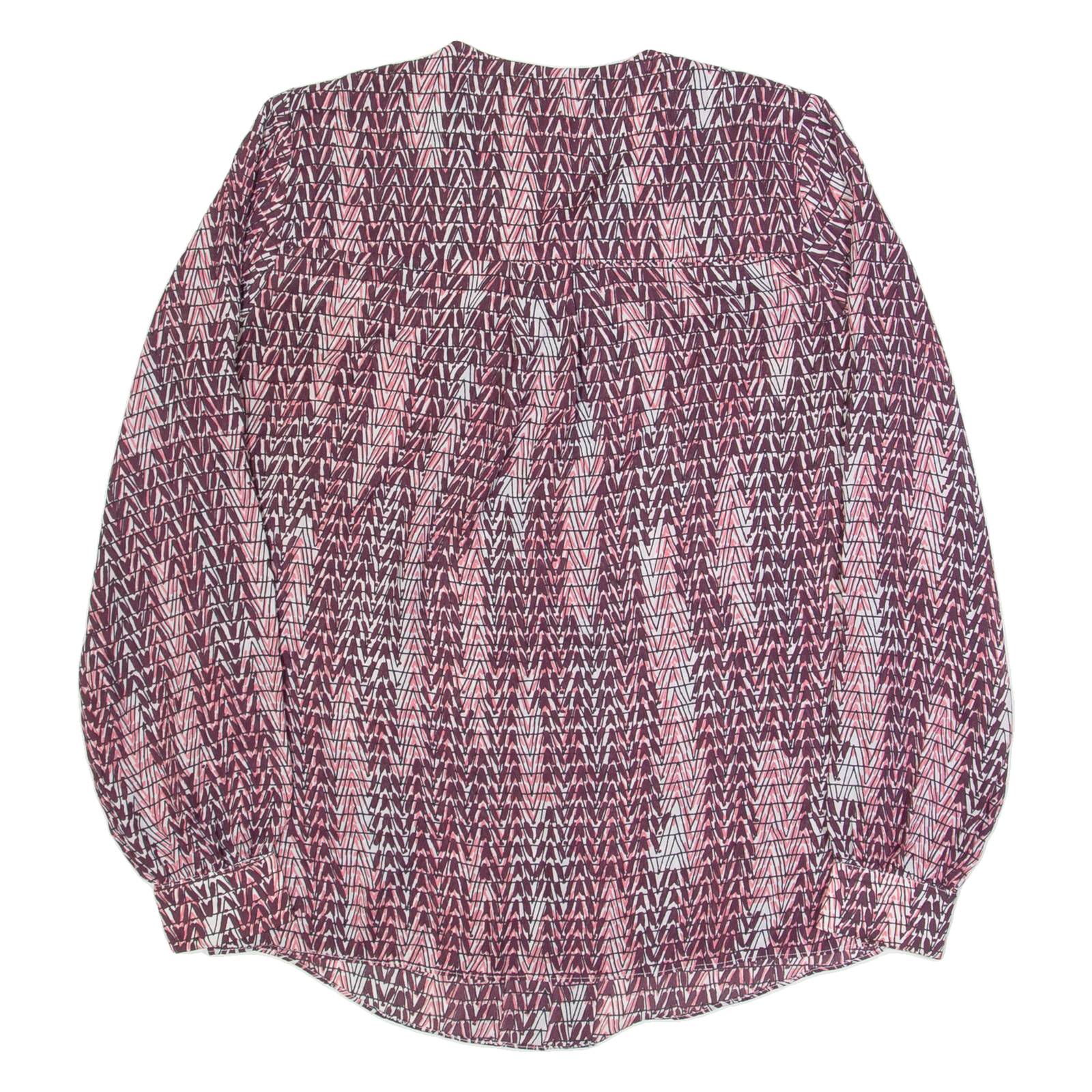 REISS Peyton Womens Printed Shirt Pink Long Sleeve Chevron UK 4