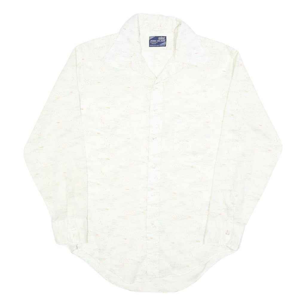 JOHN BLAIR Mens White Cotton Blend Long Sleeve Shirt L Lightweight Workwear