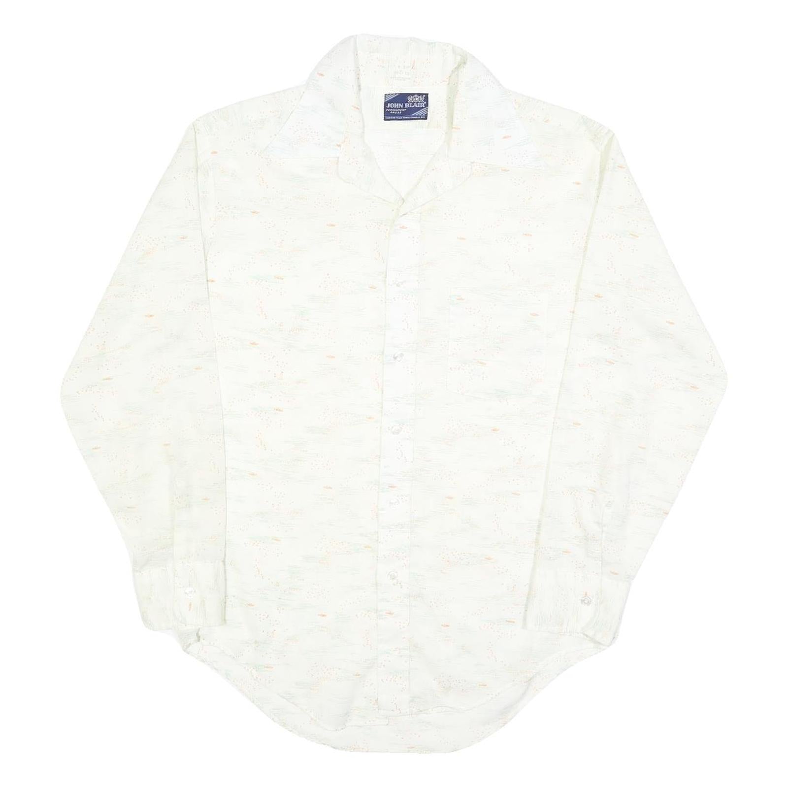 JOHN BLAIR Mens White Cotton Blend Long Sleeve Shirt L Lightweight Workwear