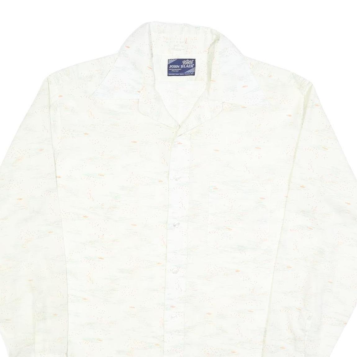 JOHN BLAIR Mens White Cotton Blend Long Sleeve Shirt L Lightweight Workwear