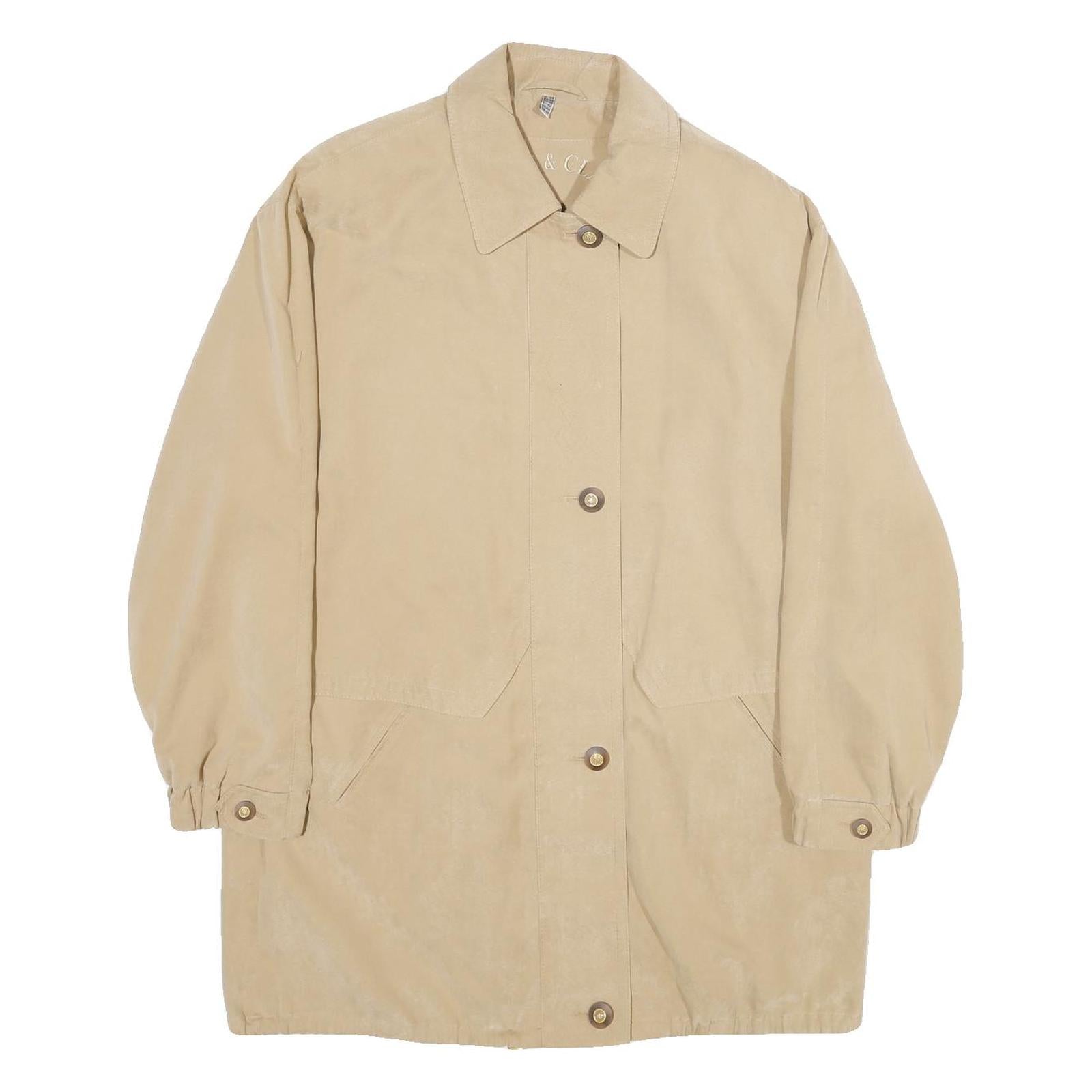 SPORTS & CLASSIC Womens Beige Faux Suede Zip Jacket UK 12 Casual Lightweight