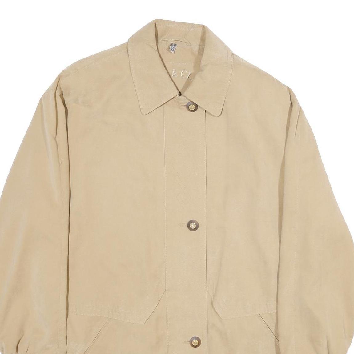 SPORTS & CLASSIC Womens Beige Faux Suede Zip Jacket UK 12 Casual Lightweight