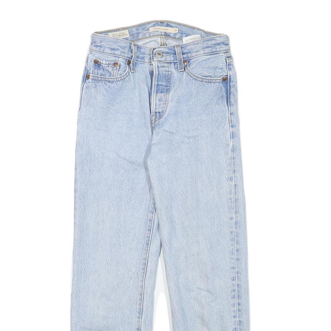 LEVI'S Womens Regular Fit Blue Denim Stone Wash Jeans W23 L25 Classic Button