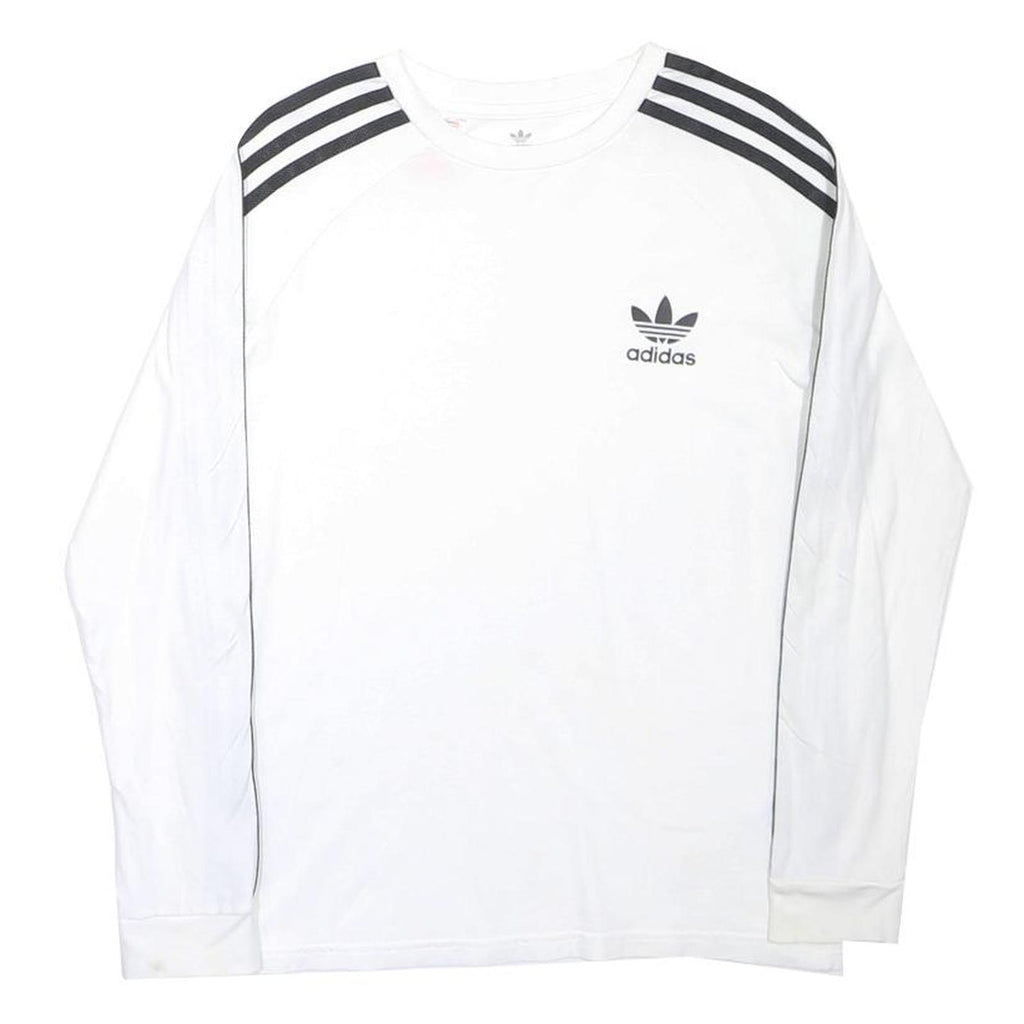 ADIDAS ORIGINALS Boys White & Black Long Sleeve Crew Neck T-Shirt 12-13Y Cotton