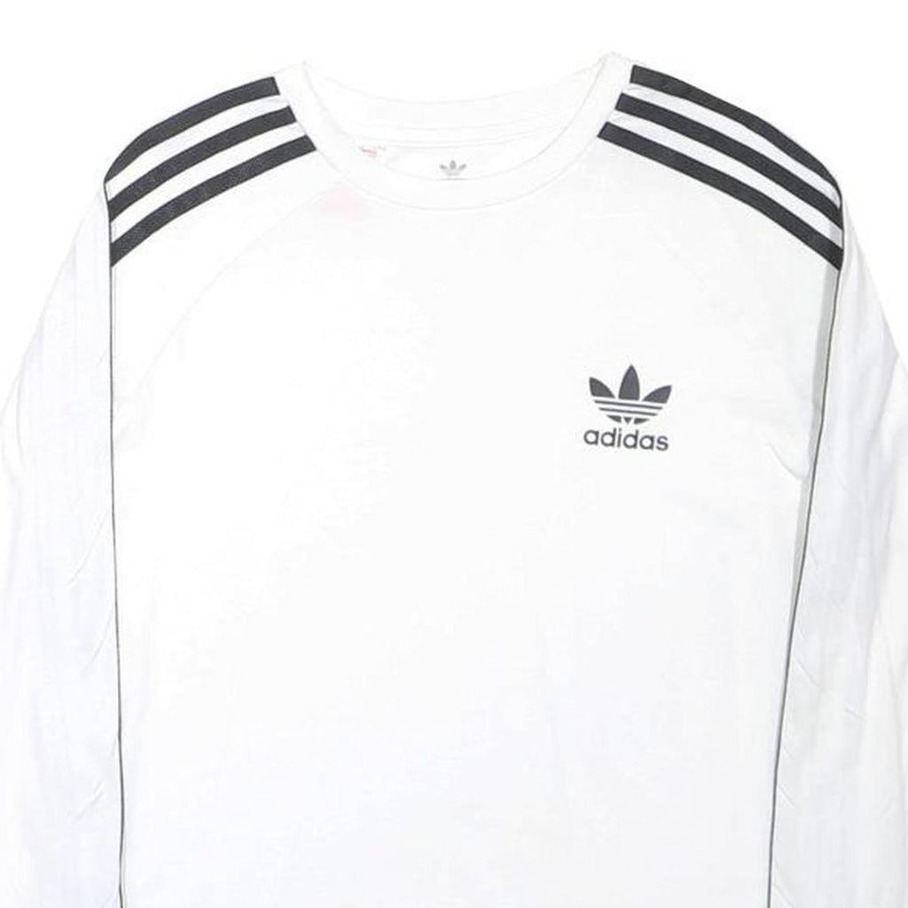 ADIDAS ORIGINALS Boys White & Black Long Sleeve Crew Neck T-Shirt 12-13Y Cotton