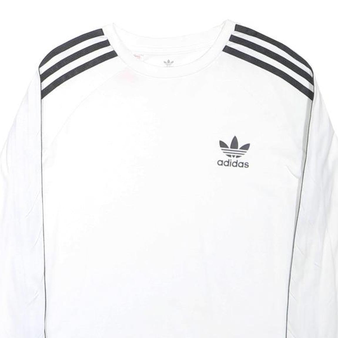 ADIDAS ORIGINALS Boys White & Black Long Sleeve Crew Neck T-Shirt 12-13Y Cotton