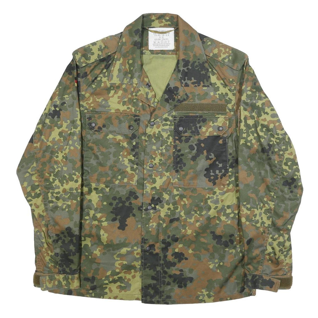 LEO KOHLER Mens Green Camouflage Zip Jacket S Cotton Blend Military Style
