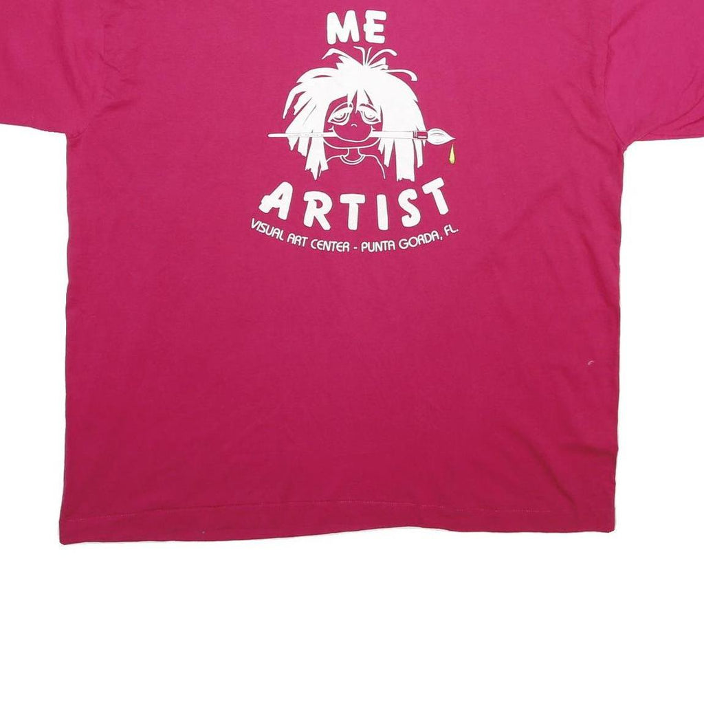 SCREEN STARS Mens Pink Graphic T-Shirt 2XL Short Sleeve Crew Neck Artist Print