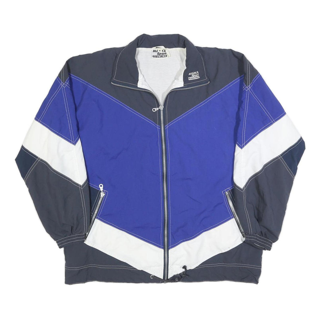 MAKA SPORT Mens Blue & Grey Zip Jacket M Polyester Blend Colourblock Casual