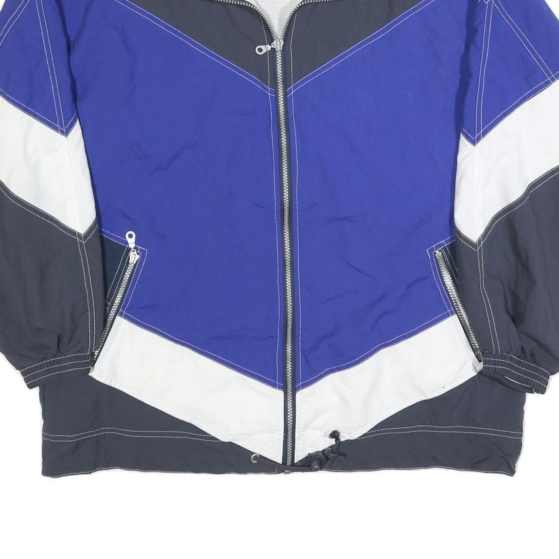 MAKA SPORT Mens Blue & Grey Zip Jacket M Polyester Blend Colourblock Casual