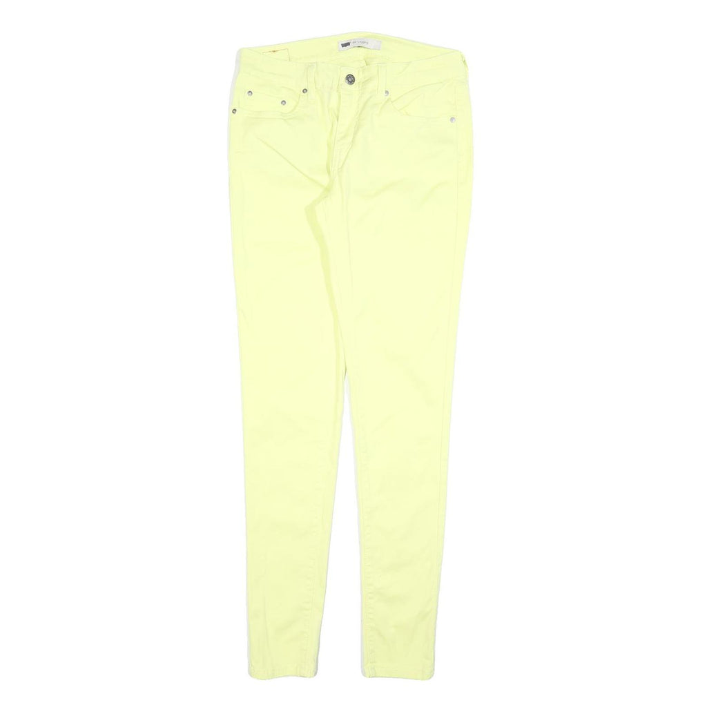 LEVI'S Womens Slim Yellow Cotton Blend Trousers W28 L30 Zip Closure Skinny Fit
