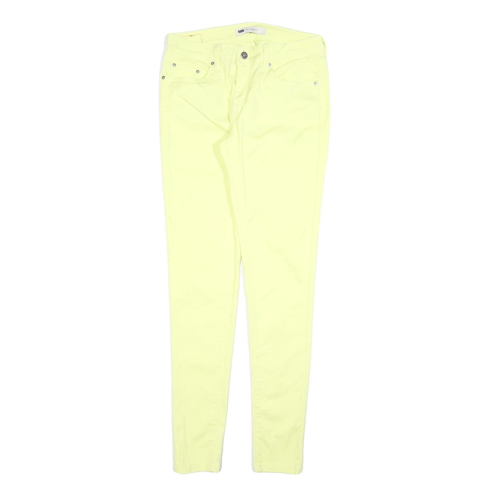 LEVI'S Womens Slim Yellow Cotton Blend Trousers W28 L30 Zip Closure Skinny Fit