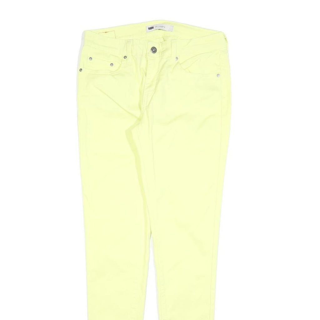 LEVI'S Womens Slim Yellow Cotton Blend Trousers W28 L30 Zip Closure Skinny Fit