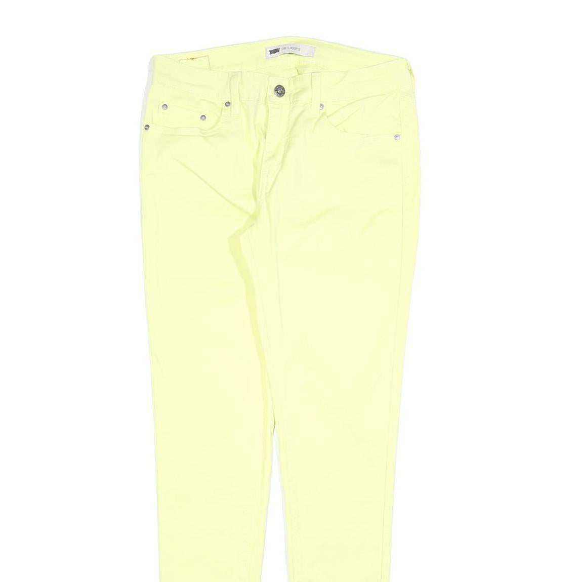 LEVI'S Womens Slim Yellow Cotton Blend Trousers W28 L30 Zip Closure Skinny Fit