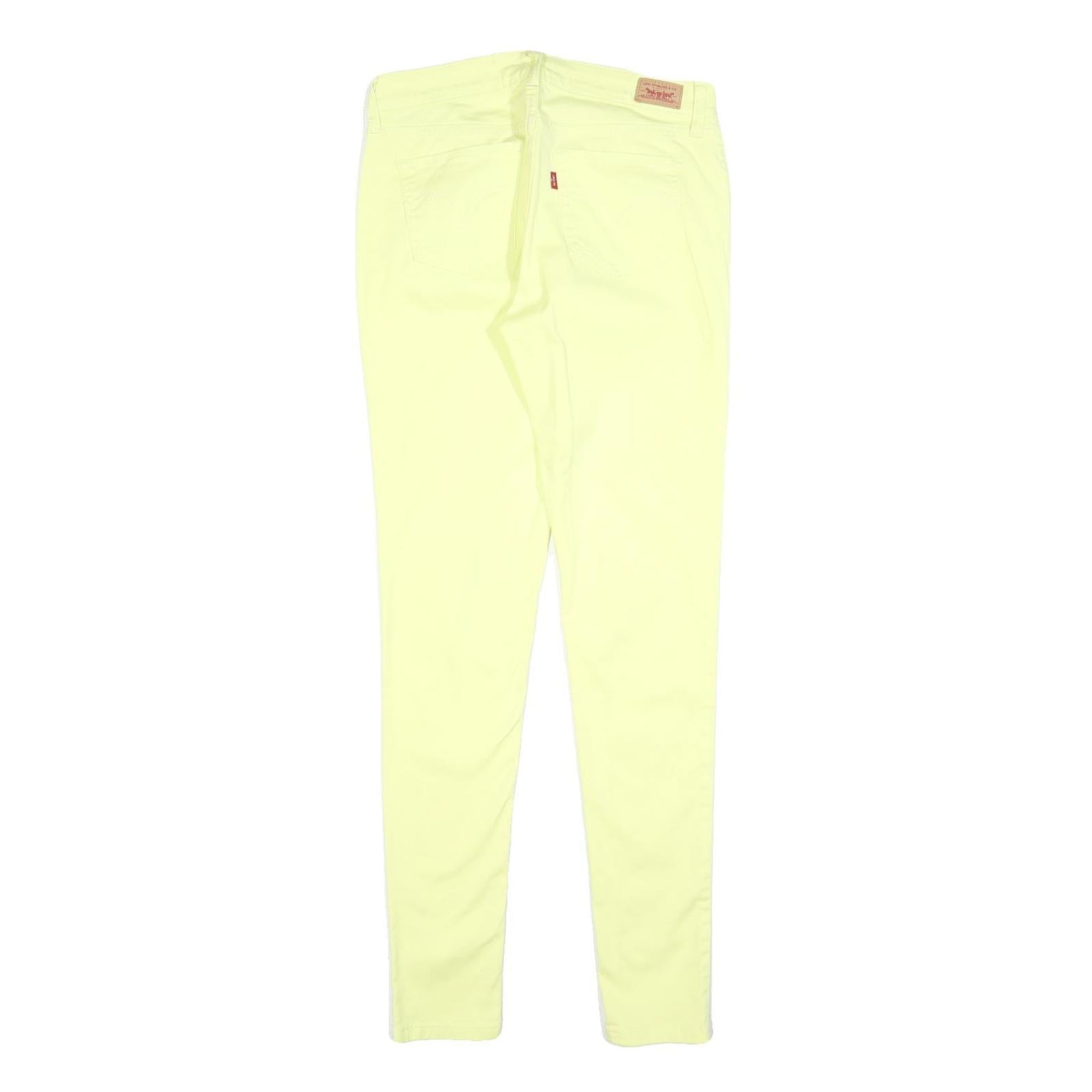LEVI'S Womens Slim Yellow Cotton Blend Trousers W28 L30 Zip Closure Skinny Fit