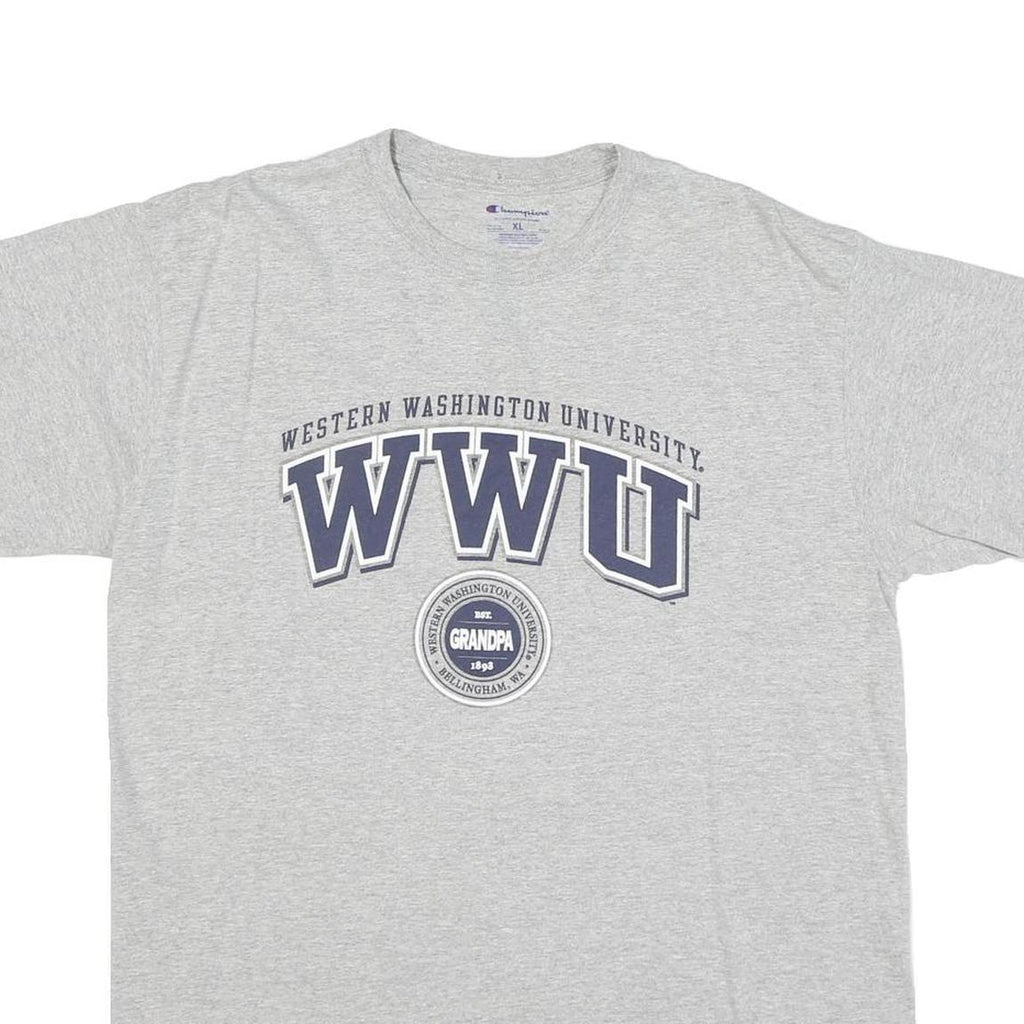 CHAMPION Mens Grey Western Washington University Graphic T-Shirt XL Crew Neck