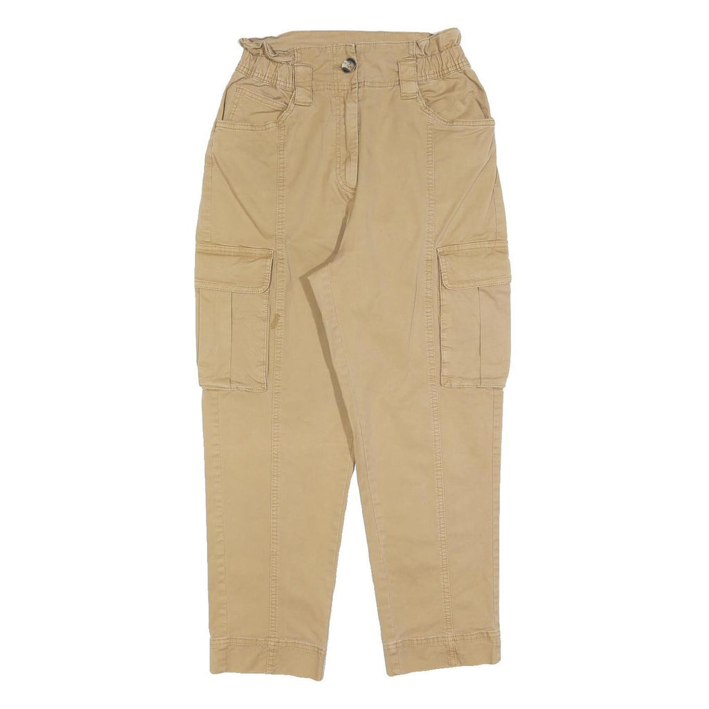 H&M Womens Beige Slim Cargo Trousers W26 L26 Cotton Blend Zip Casual