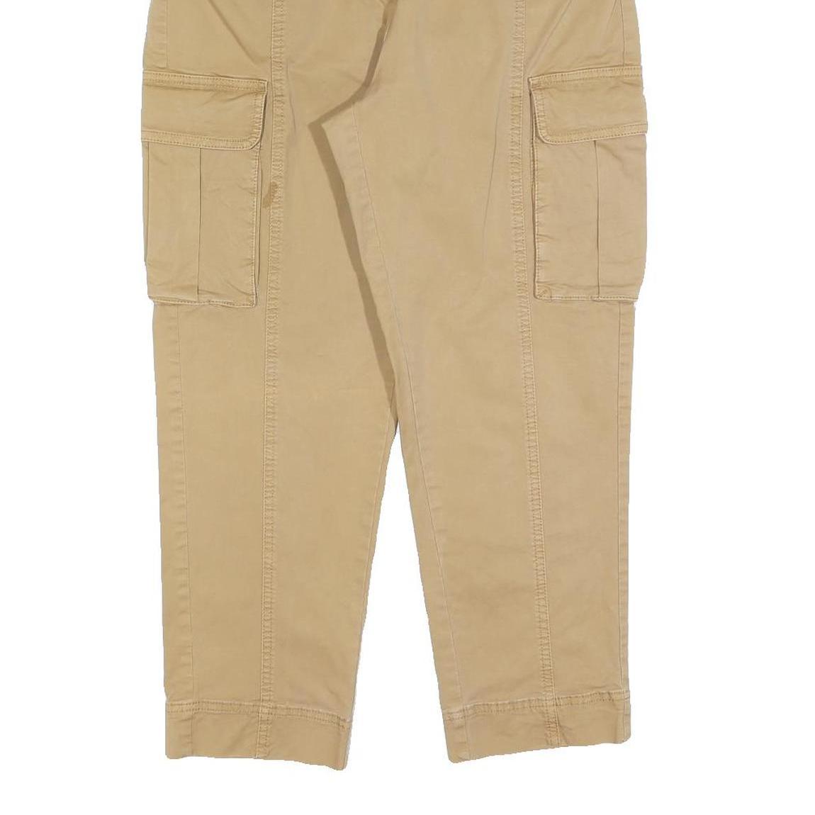 H&M Womens Beige Slim Cargo Trousers W26 L26 Cotton Blend Zip Casual