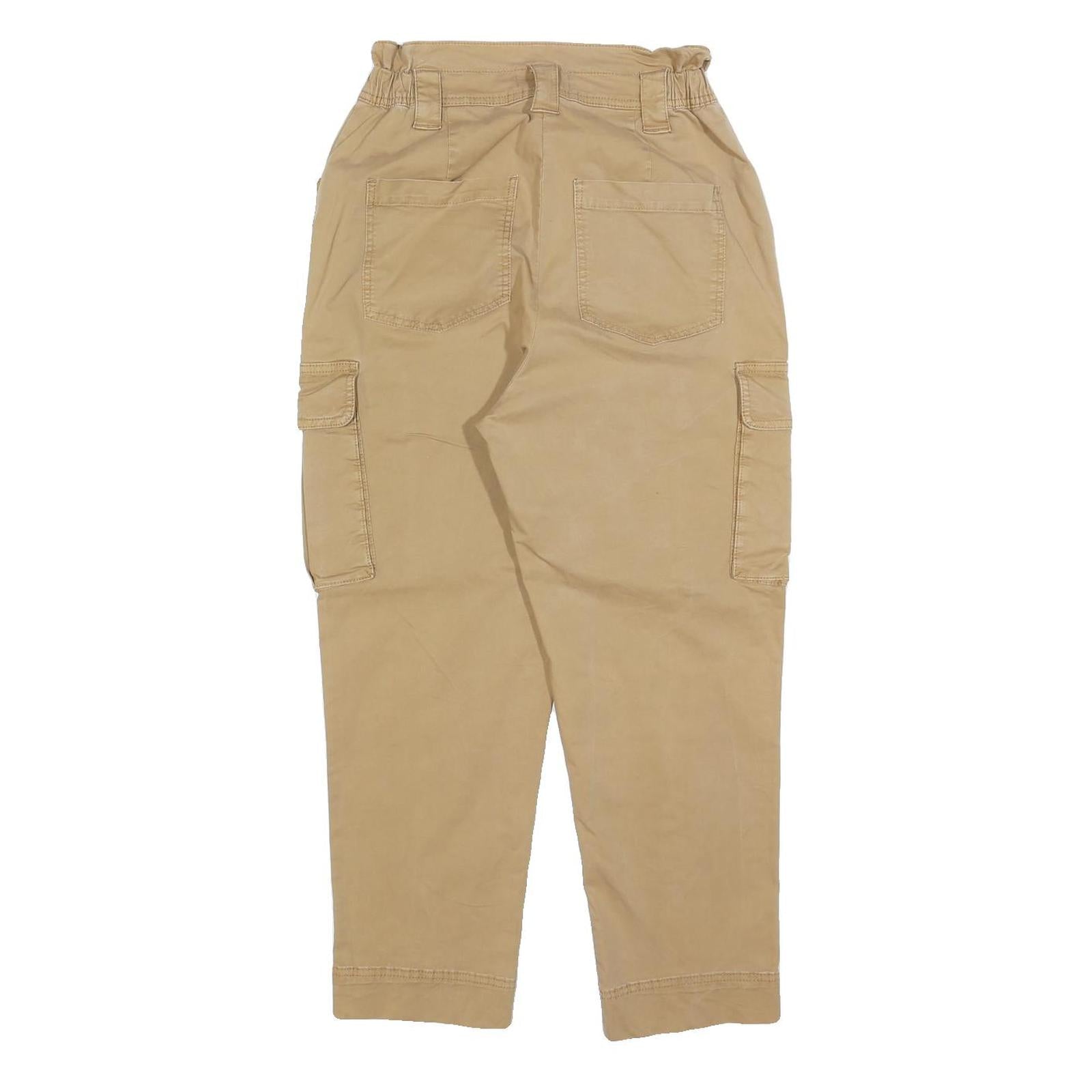 H&M Womens Beige Slim Cargo Trousers W26 L26 Cotton Blend Zip Casual