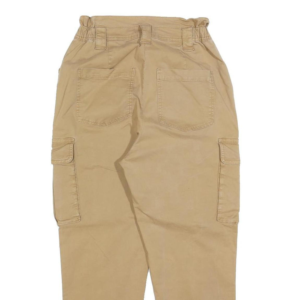 H&M Womens Beige Slim Cargo Trousers W26 L26 Cotton Blend Zip Casual