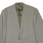 PKZ Mens Beige & Brown Classic Wool Blend Jacket L Woven Check Tailored Button
