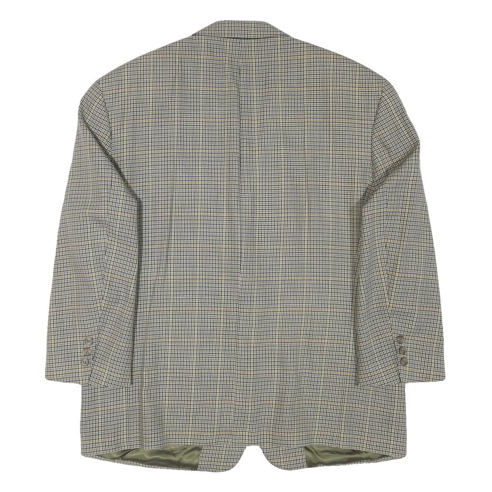 PKZ Mens Beige & Brown Classic Wool Blend Jacket L Woven Check Tailored Button