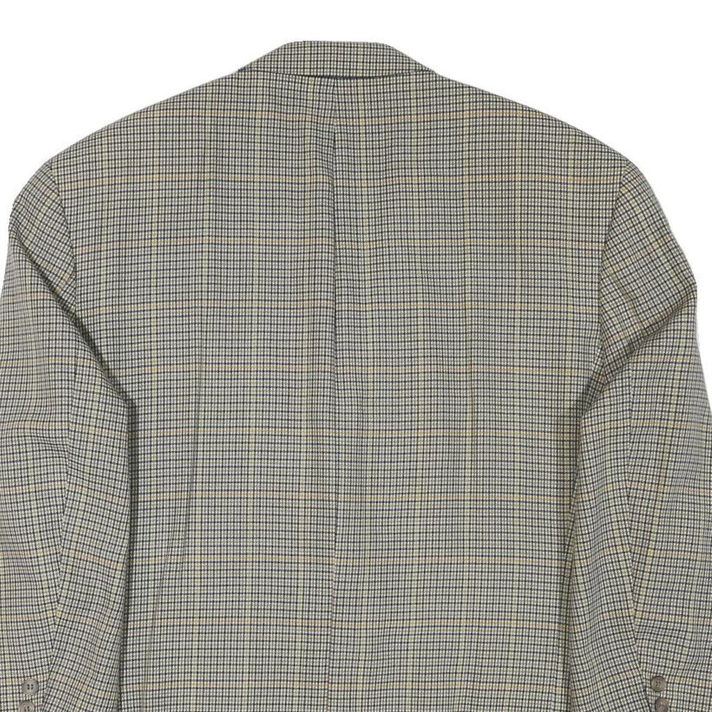 PKZ Mens Beige & Brown Classic Wool Blend Jacket L Woven Check Tailored Button