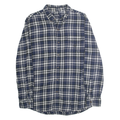 CHAPS Mens Blue & White Check Shirt L Cotton Button Down Retro Casual