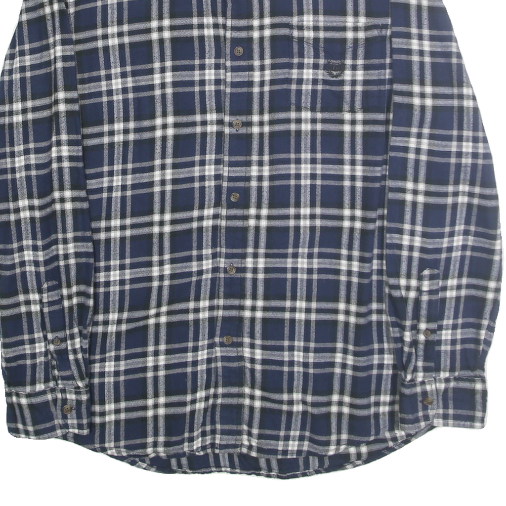CHAPS Mens Blue & White Check Shirt L Cotton Button Down Retro Casual