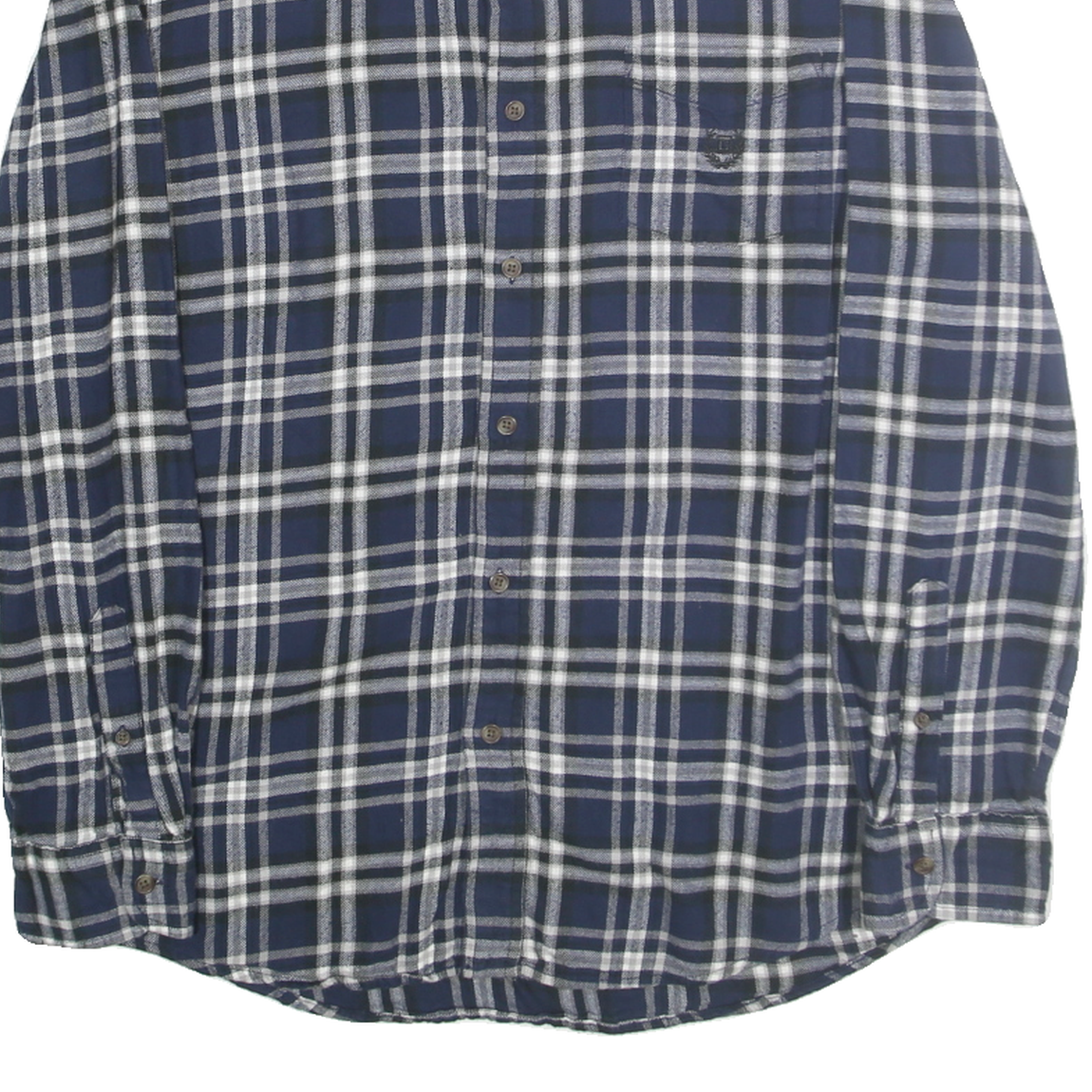 CHAPS Mens Blue & White Check Shirt L Cotton Button Down Retro Casual