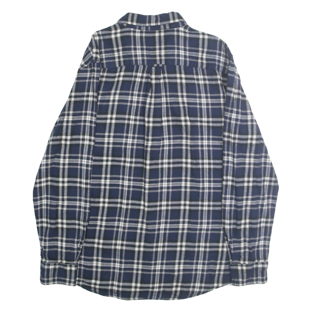 CHAPS Mens Blue & White Check Shirt L Cotton Button Down Retro Casual