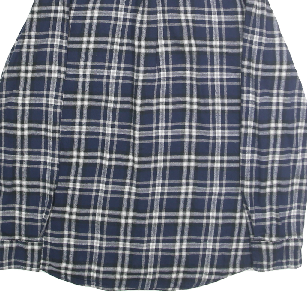 CHAPS Mens Blue & White Check Shirt L Cotton Button Down Retro Casual