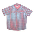 COLUMBIA Mens Blue & Red Check Shirt L Cotton Blend Lightweight Short Sleeve